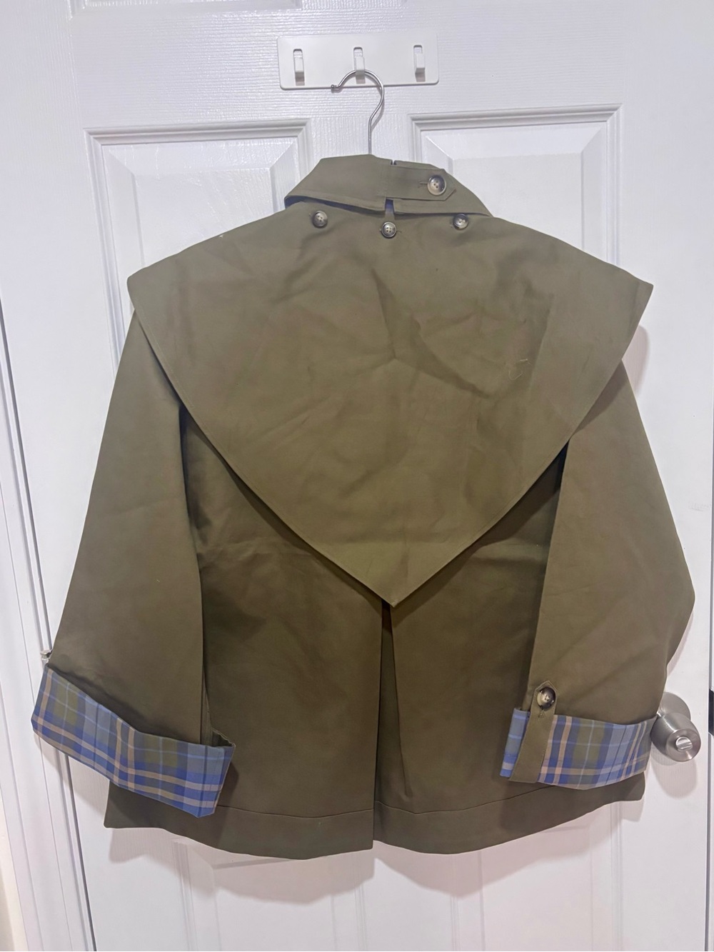 NWT Damson Madder Reversible Jerry Crop Trench Coat - Olive - Picture 9 of 11